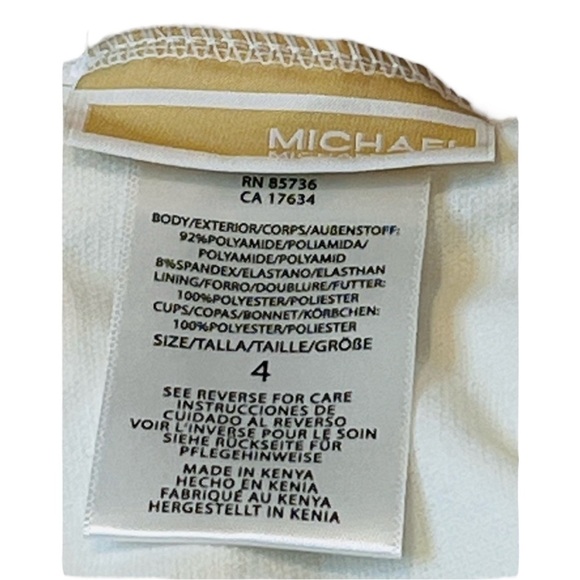 Michael Kors Swimsuit, one-shoulder, ribbed, one-piece, Cream Color, Size 4 - Picture 6 of 8